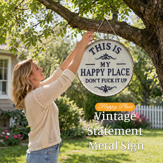📢📢LAST DAY SALE 50% OFF✨Happy Place – Vintage Statement Metal Sign