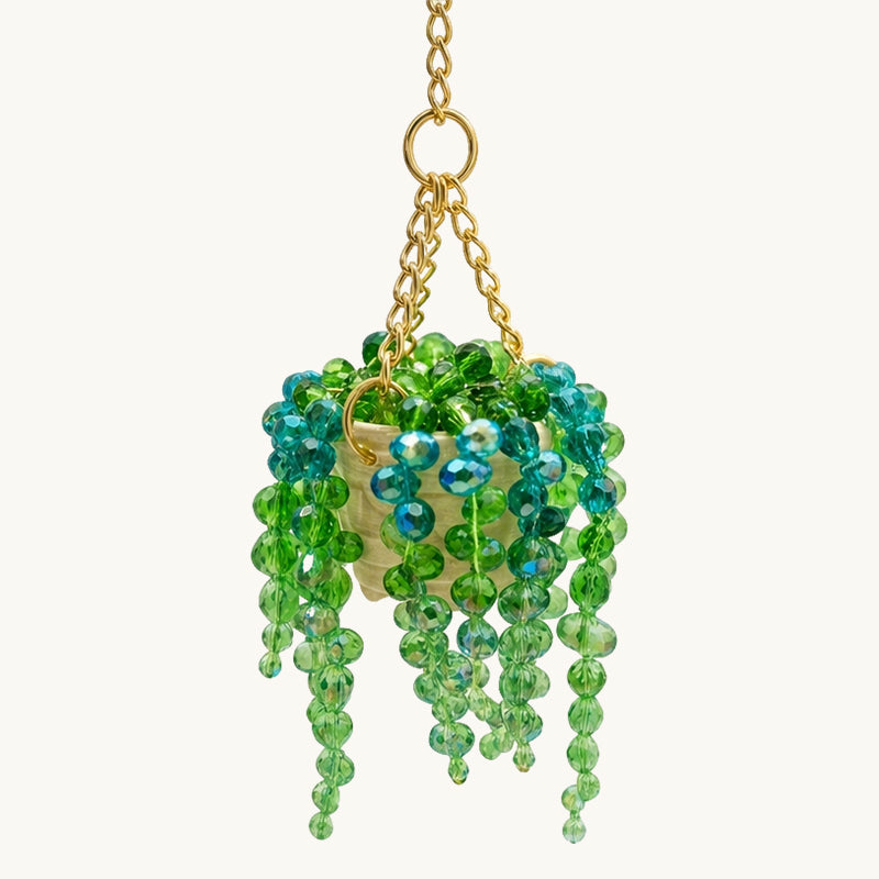 DIY Crystal Beaded Hanging Basket Car Rearview Mirror Charm Kit - Trendy Interior Gift