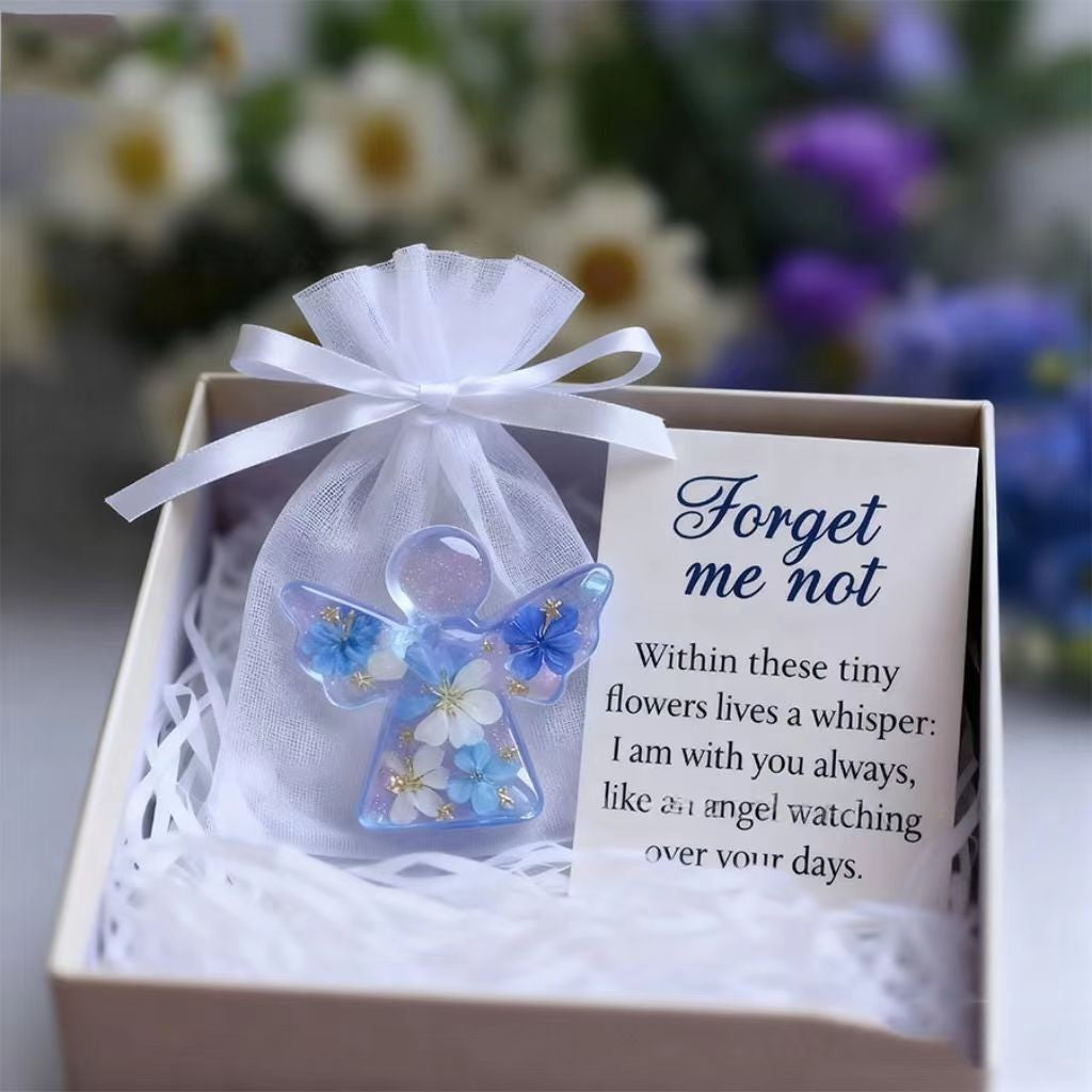 Forget Me Not Dried Flower Angel Keepsake - Timeless Gift for Remembrance, Comfort & Hope