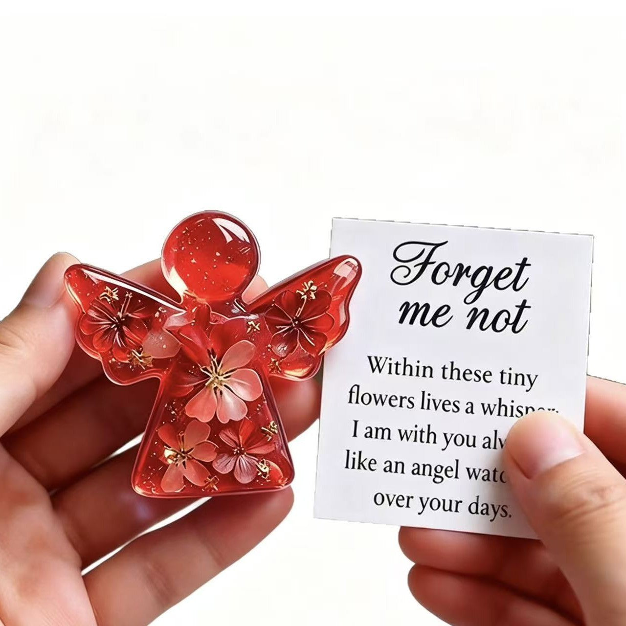 Forget Me Not Dried Flower Angel Keepsake - Timeless Gift for Remembrance, Comfort & Hope