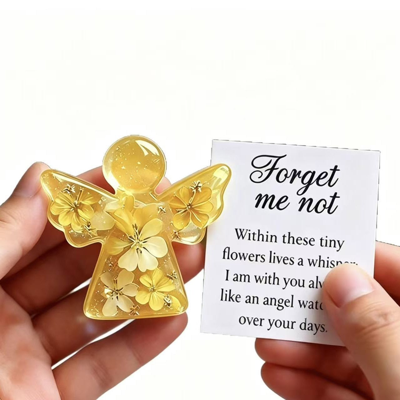 Forget Me Not Dried Flower Angel Keepsake - Timeless Gift for Remembrance, Comfort & Hope