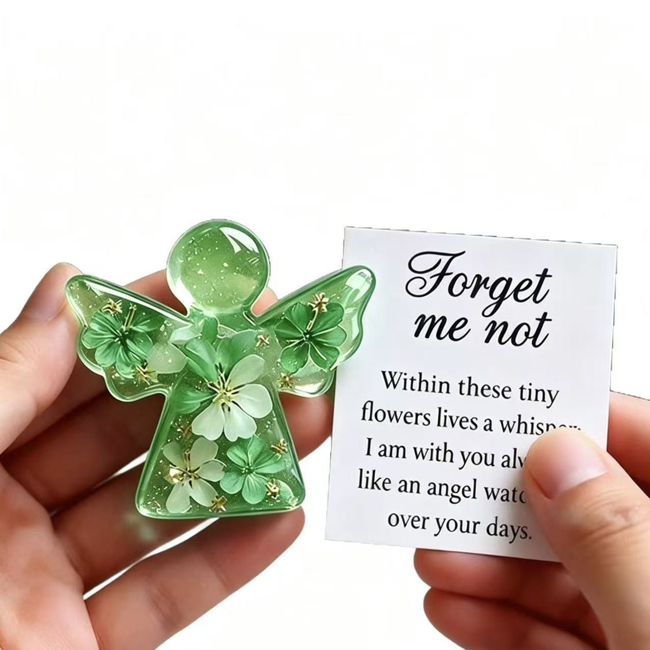 Forget Me Not Dried Flower Angel Keepsake - Timeless Gift for Remembrance, Comfort & Hope