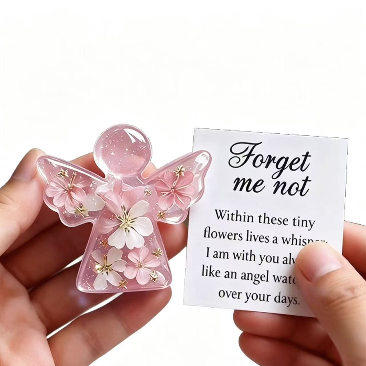 Forget Me Not Dried Flower Angel Keepsake - Timeless Gift for Remembrance, Comfort & Hope