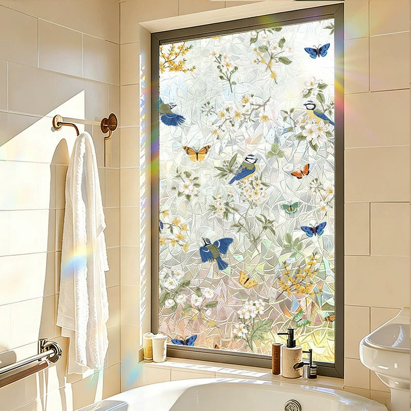 Botanical Stained Glass Leaf Window Film