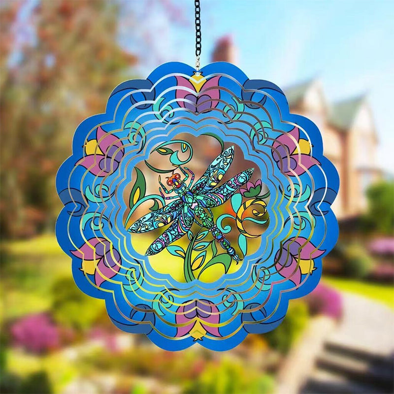 3D Rotating Wind Chime Mandala Wind Spinner Outdoor Garden Balcony Courtyard Creative Bird Stainless Steel Decorative Hanging