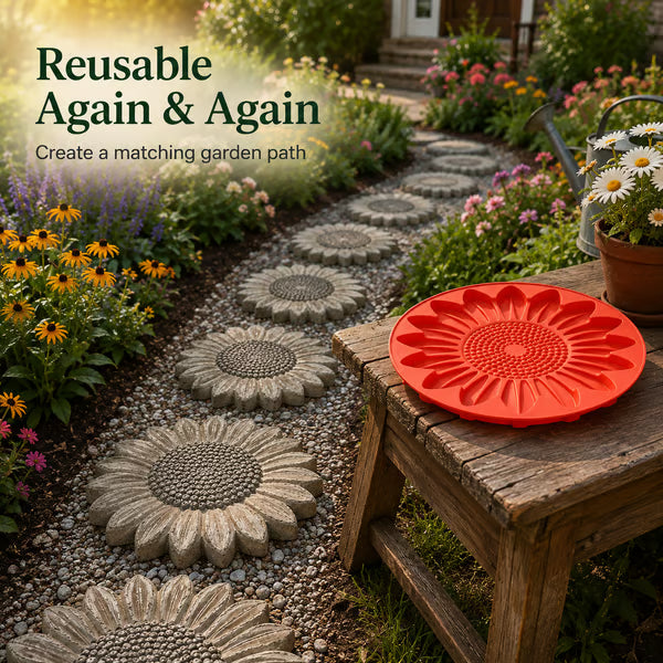 💥 LAST DAY 49% OFF - 🌻 Reusable Sunflower Stepping Stone Mold (📦Buy 3 & Get Free Shipping)