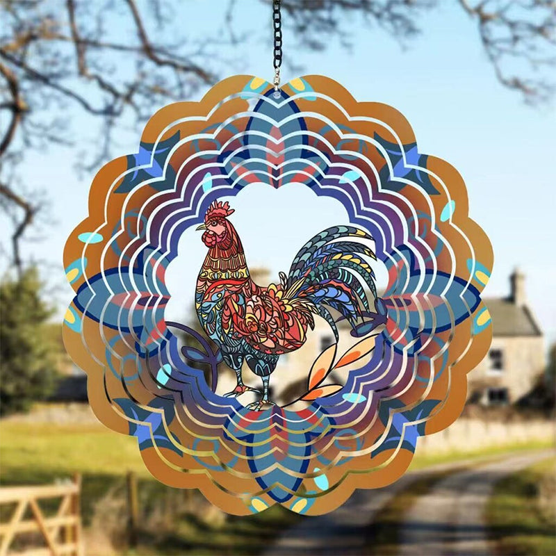 3D Rotating Wind Chime Mandala Wind Spinner Outdoor Garden Balcony Courtyard Creative Bird Stainless Steel Decorative Hanging