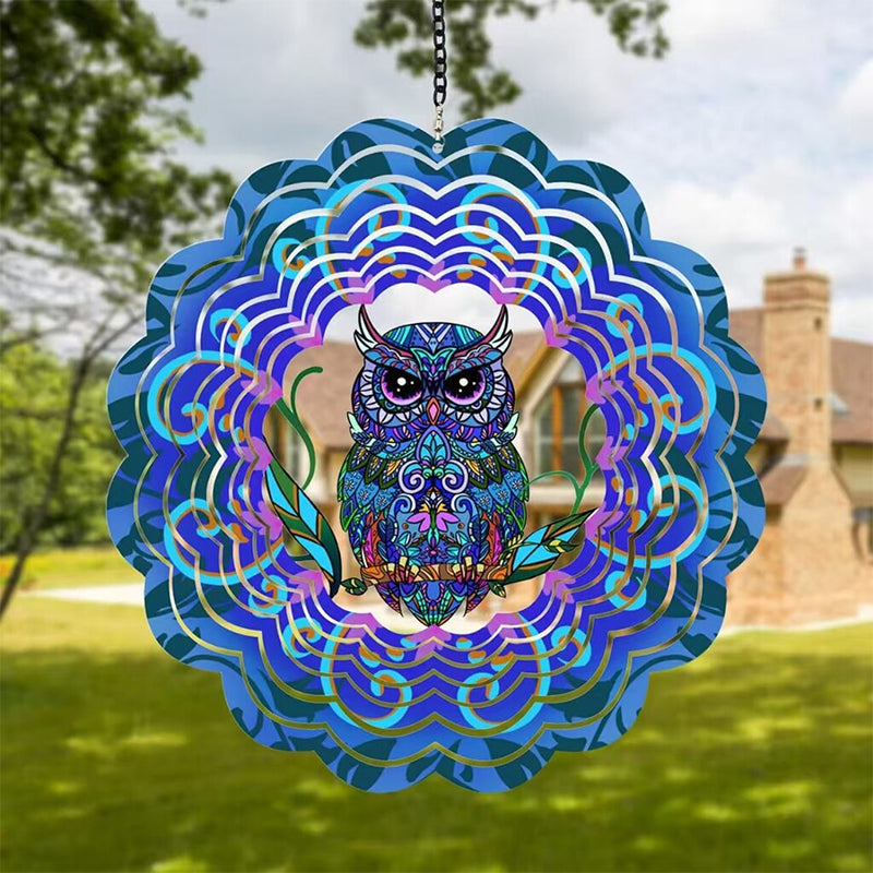 3D Rotating Wind Chime Mandala Wind Spinner Outdoor Garden Balcony Courtyard Creative Bird Stainless Steel Decorative Hanging