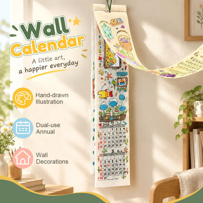 📅 2027 Håndillustrert, lang hengende kalender