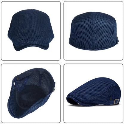 Pustende flat cap til herre – Justerbar newsboy-lue for sommeren