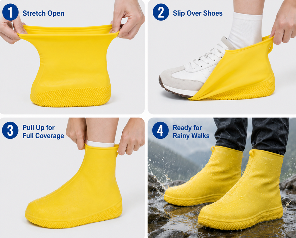 👟💧 Slitesterke regnskoovertrekk — vanntette, sklisikre og sammenleggbare for friluftsopplevelser