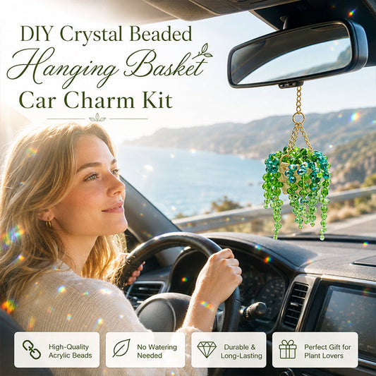 DIY Crystal Beaded Hanging Basket Car Rearview Mirror Charm Kit - Trendy Interior Gift