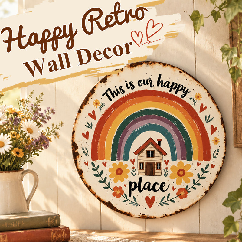 🌈 Happy Little World – Vintage veggskilt