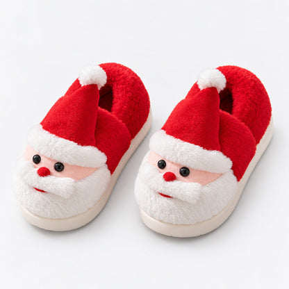 Santa Claus Winter Slippers - Festive Red Green Home Shoes
