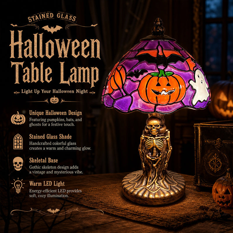 🎃 Lysande spök-, fladdermus- & pumpalampa för bord