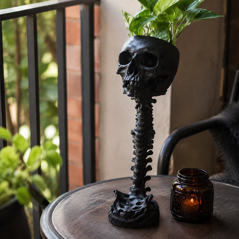 Gothic Skull Planter And Skeleton Vase Spooky Home Decor
