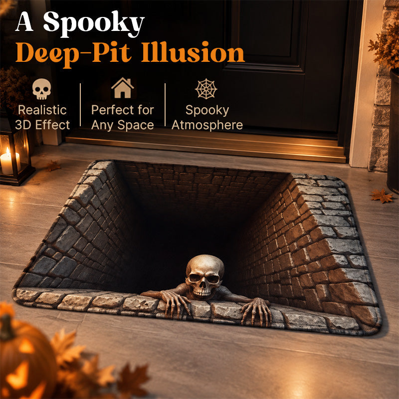 💀 Halloween 3D-skjelettteppe med illusjon av et dypt hull