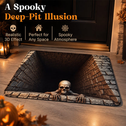 💀 Halloween 3D-skjelettteppe med illusjon av et dypt hull