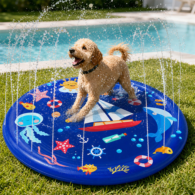 Pet Water Play Inflatable Toy Outdoor Lawn Dog Sprinkler Mat Cartoon Sprinkler Pad Pet Sprinkler Pool