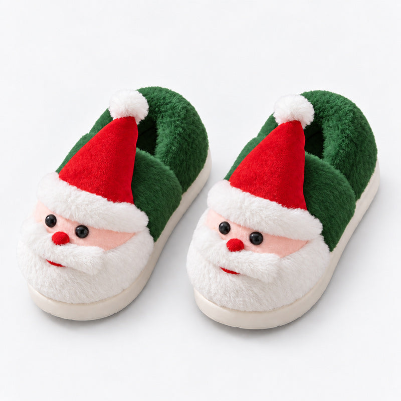 Santa Claus Winter Slippers - Festive Red Green Home Shoes