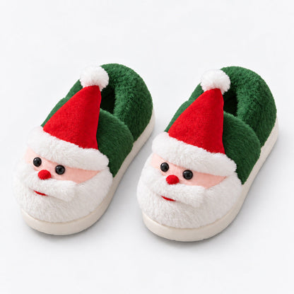 Santa Claus Winter Slippers - Festive Red Green Home Shoes