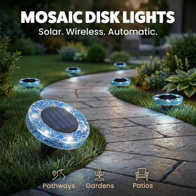 🌙 Solar Mosaic Disk Garden Lights