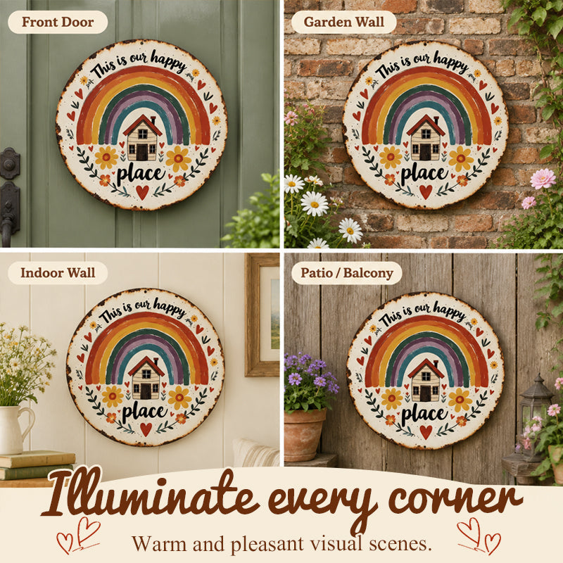 🌈 Happy Little World – Vintage veggskilt