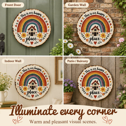 🌈 Happy Little World – Vintage veggskilt