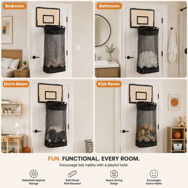 🔥LAST DAY 🔥 50% OFF - Wooden Wall-mounted Basketball Basket Hanging Door