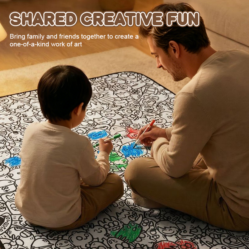 Black and white all-over cartoon graffiti blanket