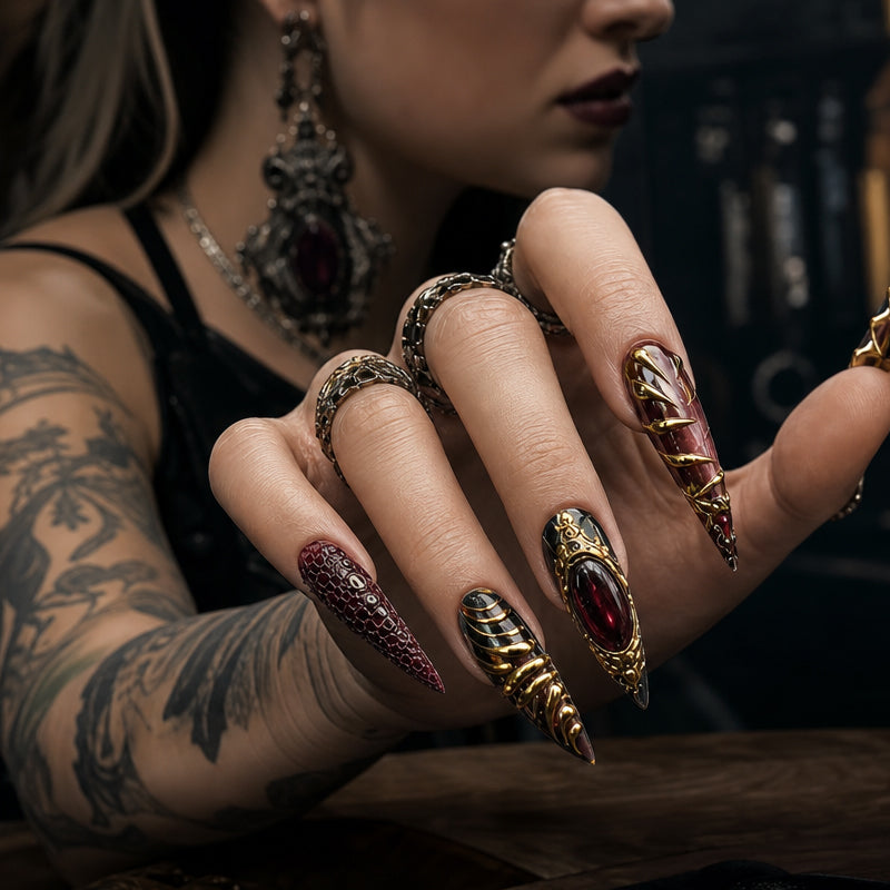 Gothic Inspired Press-On Nails Set