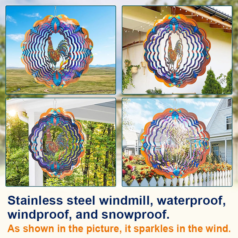 3D Rotating Wind Chime Mandala Wind Spinner Outdoor Garden Balcony Courtyard Creative Bird Stainless Steel Decorative Hanging