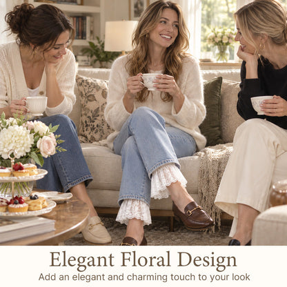 Blomstrete Blondeankelmansjetter