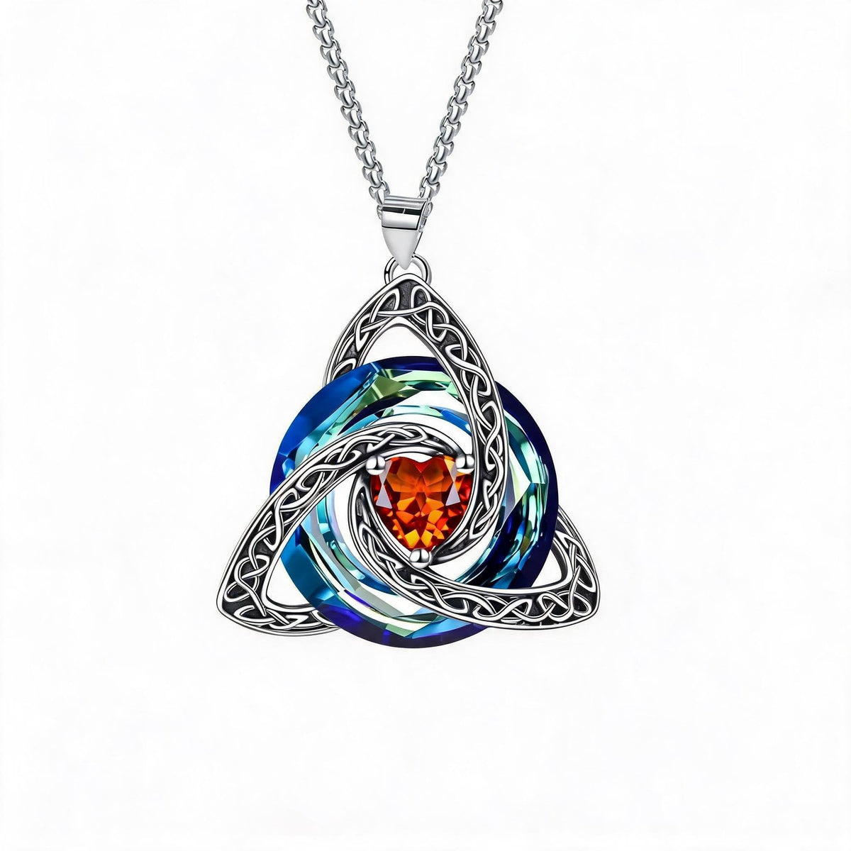 ✨Keltisk triquetra-halskjede med fødselsstein – et meningsfullt symbol på kjærlighet og samhold ❤️