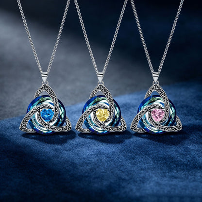 ✨Keltisk triquetra-halskjede med fødselsstein – et meningsfullt symbol på kjærlighet og samhold ❤️