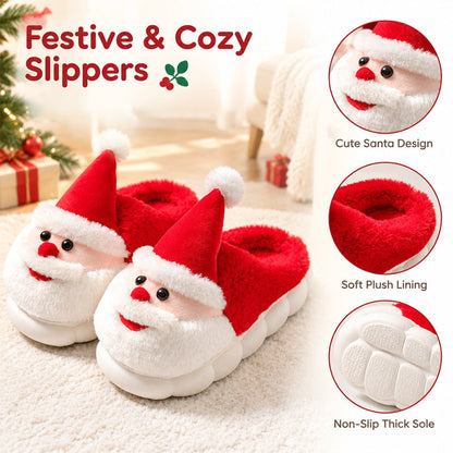 Santa Claus Winter Slippers - Festive Red Green Home Shoes