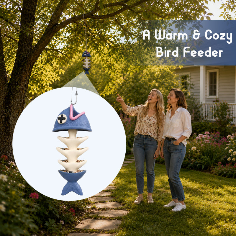 Fish Bones Hanging Bird Feeder