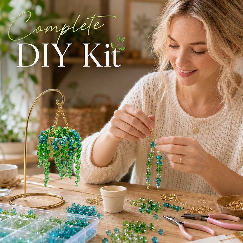 DIY Crystal Beaded Hanging Basket Car Rearview Mirror Charm Kit - Trendy Interior Gift