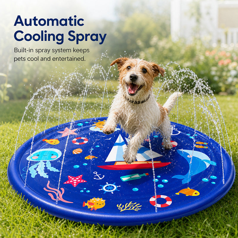 Pet Water Play Inflatable Toy Outdoor Lawn Dog Sprinkler Mat Cartoon Sprinkler Pad Pet Sprinkler Pool