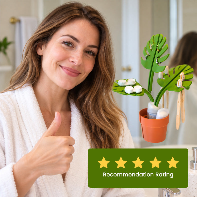 Dekorativ Monstera-plante med Oppbevaring – Tannbørste- og Tannkremholder til Baderommet