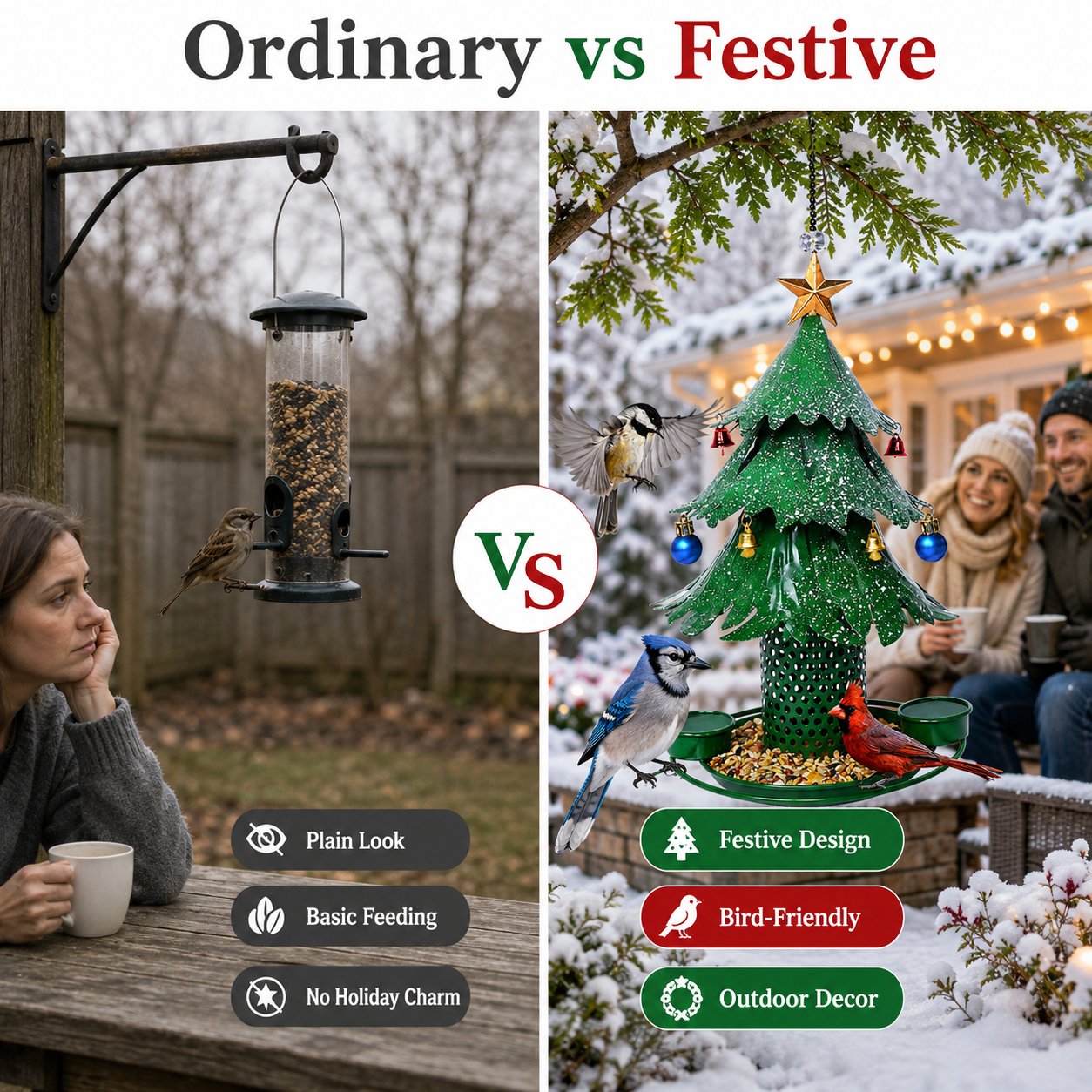 Julgranformad fågelmatare 🎄 Festlig dekoration för trädgården