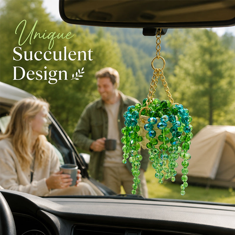 DIY Crystal Beaded Hanging Basket Car Rearview Mirror Charm Kit - Trendy Interior Gift