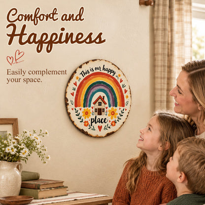 🌈 Happy Little World – Vintage veggskilt