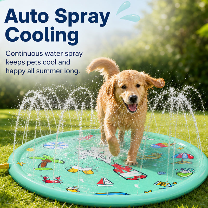 Pet Water Play Inflatable Toy Outdoor Lawn Dog Sprinkler Mat Cartoon Sprinkler Pad Pet Sprinkler Pool