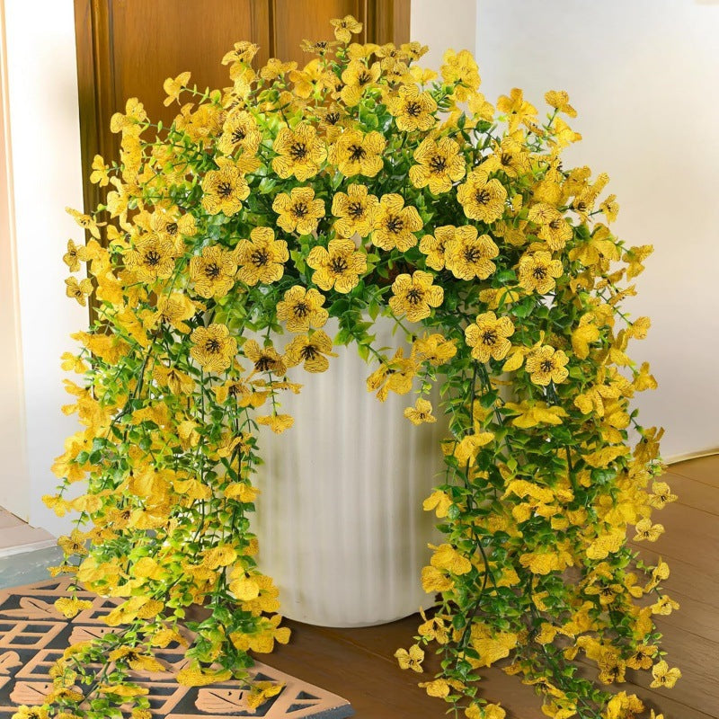 UV-Resistant Cascading Daisy & Eucalyptus Artificial Flowers for Outdoor Use