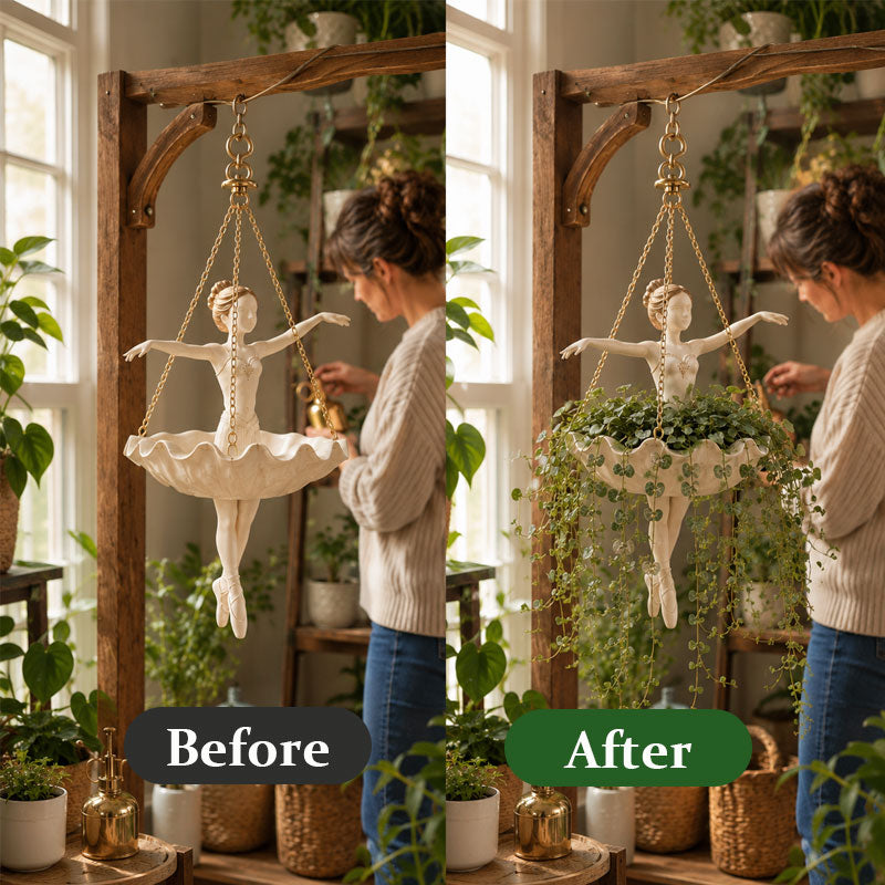 🩰🌿 Ballet Dancer Hanging Planter