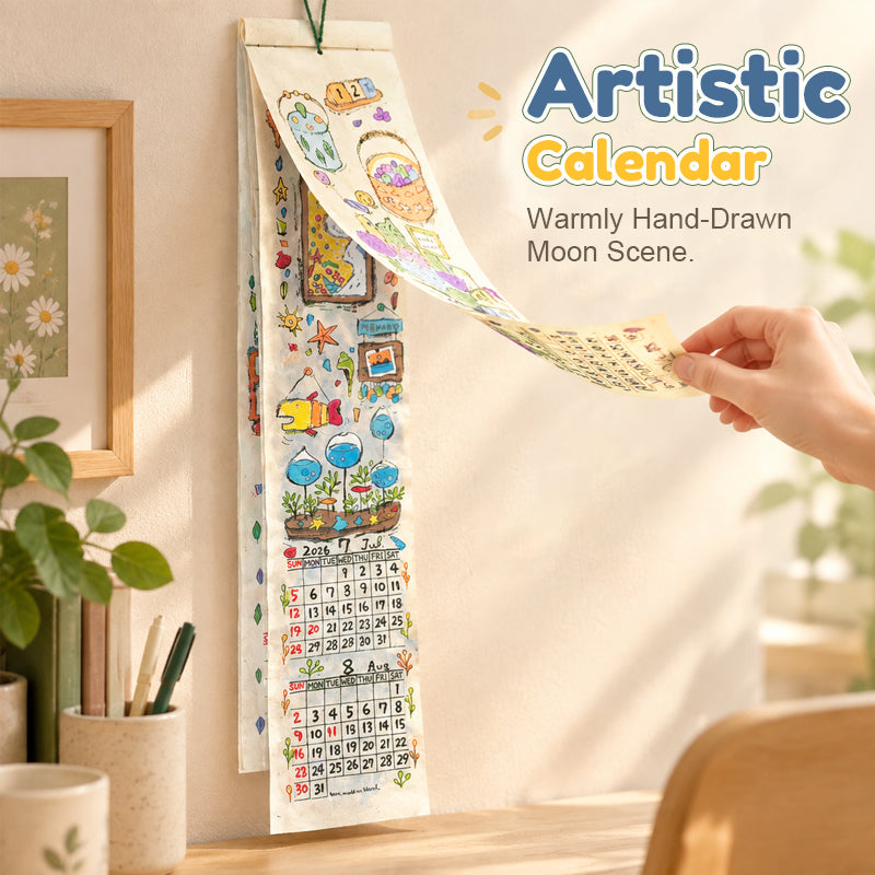 📅 2027 Håndillustrert, lang hengende kalender