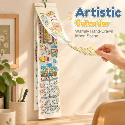 📅 2027 Håndillustrert, lang hengende kalender