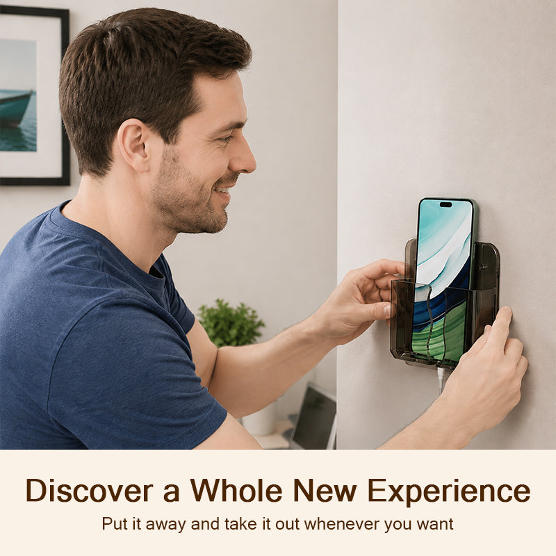 Wall-Mounted No Drill Phone &amp; Remote Control Storage Holder