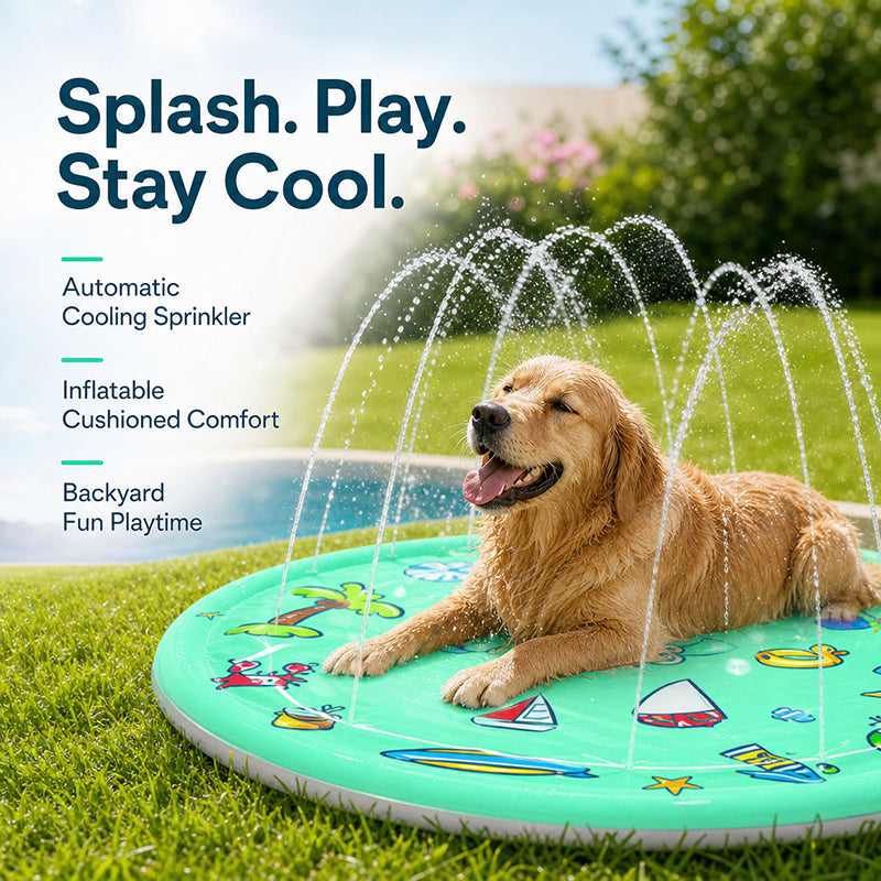 Pet Water Play Inflatable Toy Outdoor Lawn Dog Sprinkler Mat Cartoon Sprinkler Pad Pet Sprinkler Pool